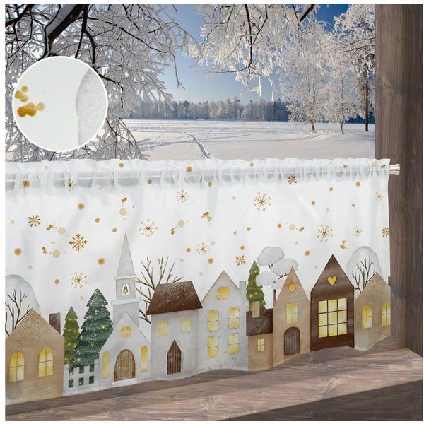 OTTO home Scheibengardine Noel, 1 Stück, Stangendurchzug, blickdicht (1 St), Stangendurchzug, blickdicht, Polyester