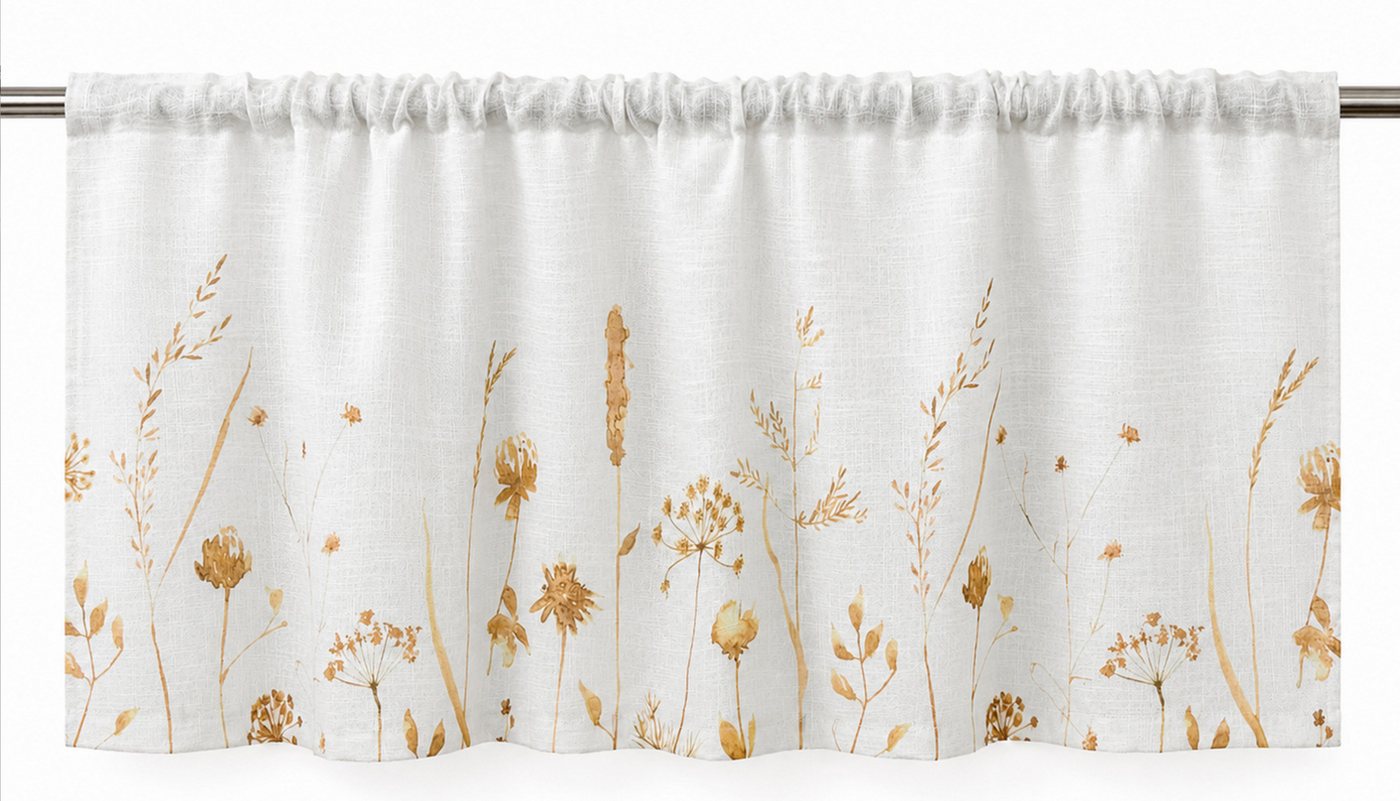 OTTO home Scheibengardine Rikkert (1 St), Stangendurchzug, halbtransparent, Lichtschutz, Leinen-Optik mit Naturmotiv, verschiedene Größen – Bild 2 von 5