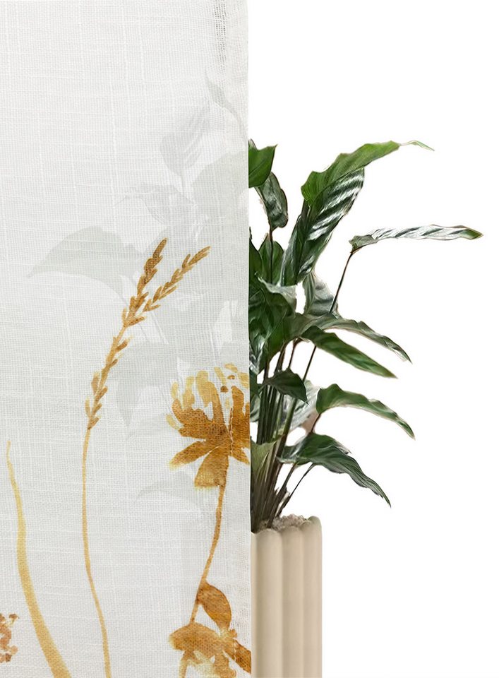 OTTO home Scheibengardine Rikkert (1 St), Stangendurchzug, halbtransparent, Lichtschutz, Leinen-Optik mit Naturmotiv, verschiedene Größen – Bild 3 von 5