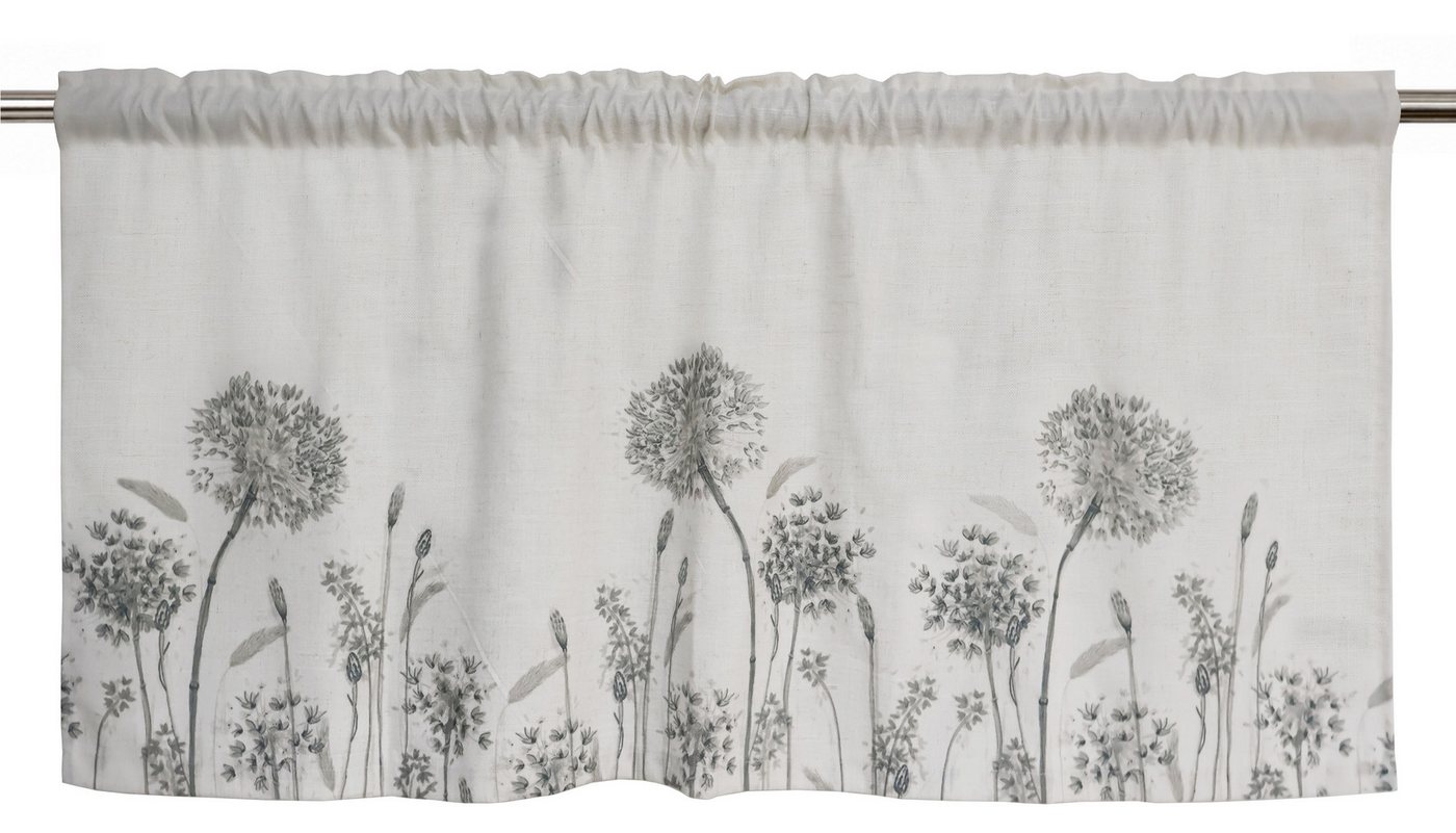 OTTO home Scheibengardine Yllner (1 St), Stangendurchzug, blickdicht, Polyester, Leinen-Look, florales Motiv, verschiedene Größen – Bild 2 von 5