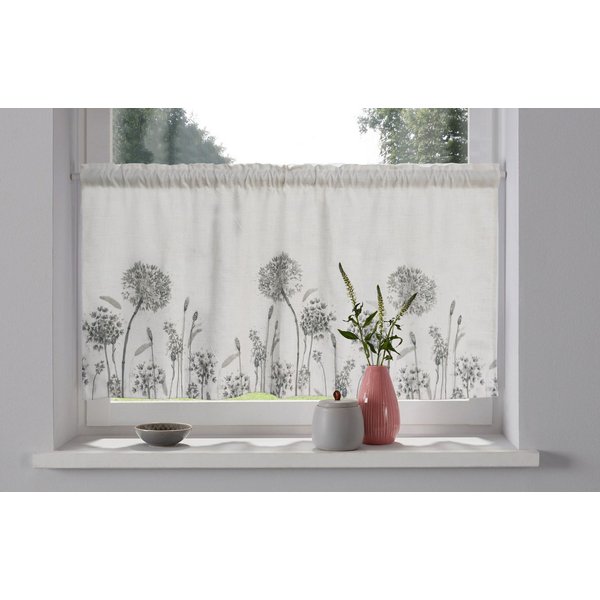 OTTO home Scheibengardine Yllner (1 St), Stangendurchzug, blickdicht, Polyester, Leinen-Look, florales Motiv, verschiedene Größen