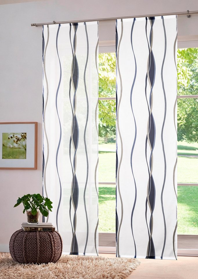 OTTO home Schiebegardine Dimona, Klettschiene, transparent, 2er-Set, Wellen (2 St), transparent, Polyester, 2-er Set, Fertiggardine, mit Befestigungszubehör, We – Bild 2 von 5