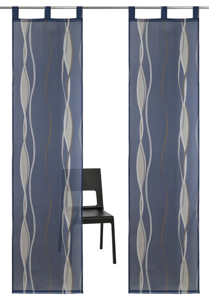 OTTO home Schiebegardine Dimona (2 St), Schlaufen, transparent, Voile, 2er-Set, Fertiggardine, inkl. Beschwerungsstange, Wellen – Bild 2 von 5