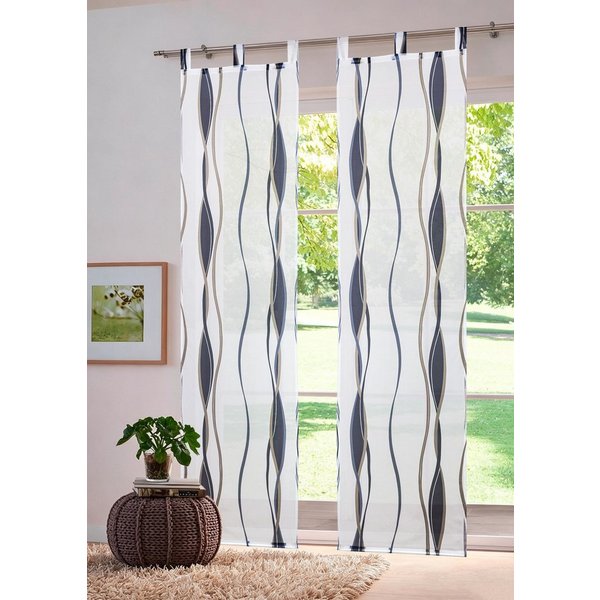 OTTO home Schiebegardine Dimona (2 St), Schlaufen, transparent, Voile, 2er-Set, Fertiggardine, inkl. Beschwerungsstange, Wellen