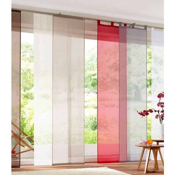 OTTO home Schiebegardine Xanten (2 St), Schlaufen, transparent, Voile, 2-er Set, mit Beschwerungsstangen, Breite: 57 cm, Flächenvorhang