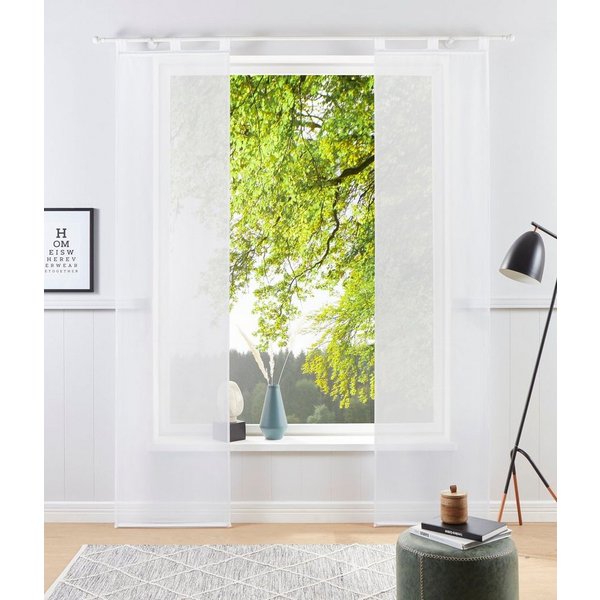 OTTO home Schiebegardine Xanten (2 St), Schlaufen, transparent, Voile, 2-er Set, mit Beschwerungsstangen, Breite: 57 cm, Flächenvorhang