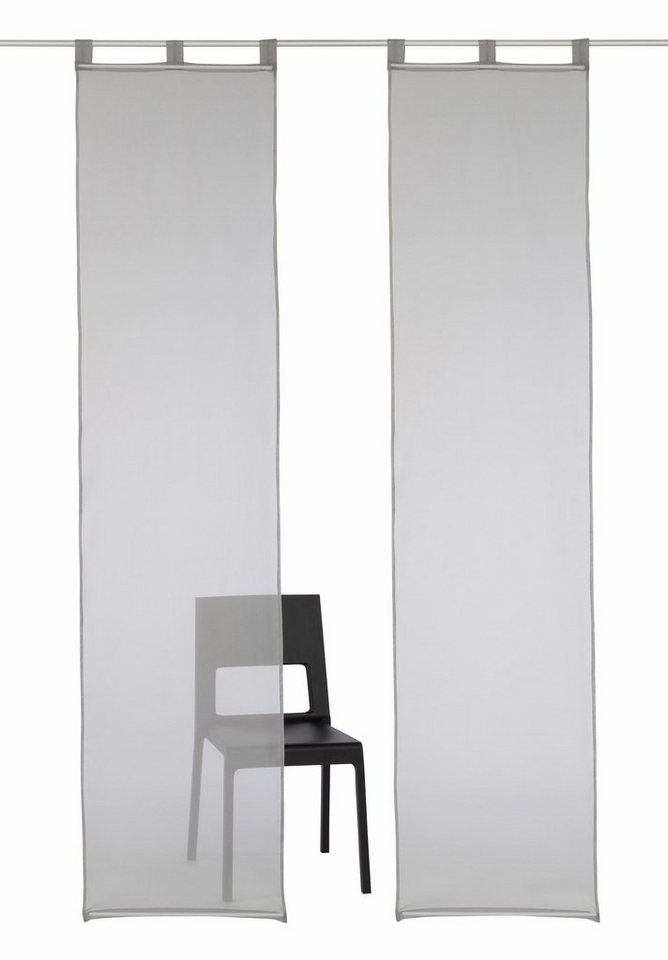 OTTO home Schiebegardine Xanten (2 St), Schlaufen, transparent, Voile, 2-er Set, mit Beschwerungsstangen, Breite: 57 cm, Flächenvorhang – Bild 2 von 5