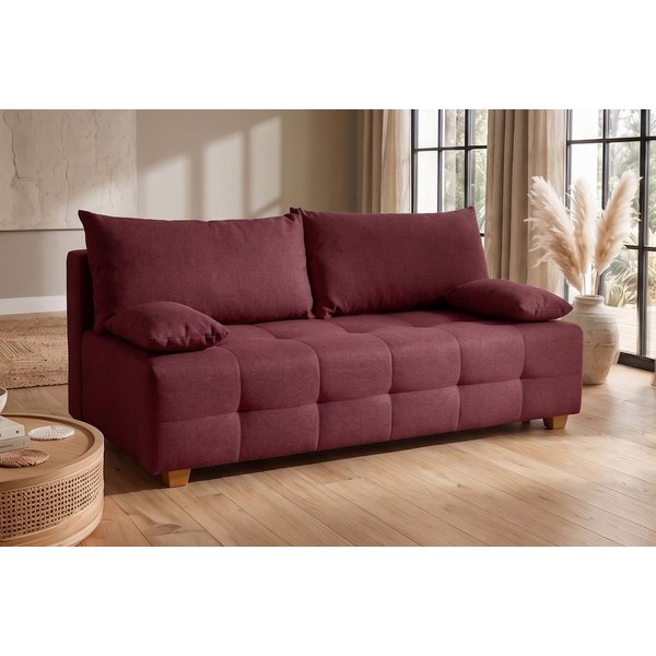 OTTO home Schlafsofa Bella, B: 196 cm, Liegefl. 145x196 cm, Schlaffunktion, Bettkasten & 2 Armlehnenkissen, Federkern