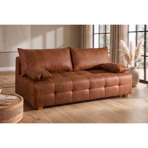 OTTO home Schlafsofa Bella, B: 196 cm, Liegefl. 145x196 cm, Schlaffunktion, Bettkasten & 2 Armlehnenkissen, Federkern