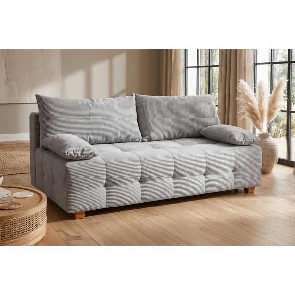 OTTO home Schlafsofa Bella, B: 196 cm, Liegefl. 145x196 cm, Schlaffunktion, Bettkasten & 2 Armlehnenkissen, Federkern