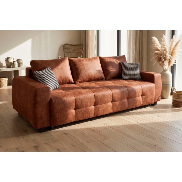 OTTO home Schlafsofa Bella B: 241 cm, Liegefl. 142x194 cm mit Bettkasten & Zierkissen, Schlafcouch mit Gästebett, 2 Zierkissen inklusive, frei stellbar