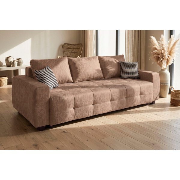 OTTO home Schlafsofa Bella B: 241 cm, Liegefl. 142x194 cm mit Bettkasten & Zierkissen, Schlafcouch mit Gästebett, 2 Zierkissen inklusive, frei stellbar