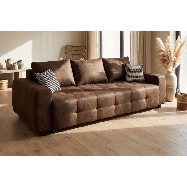 OTTO home Schlafsofa Bella B: 241 cm, Liegefl. 142x194 cm mit Bettkasten & Zierkissen, Schlafcouch mit Gästebett, 2 Zierkissen inklusive, frei stellbar