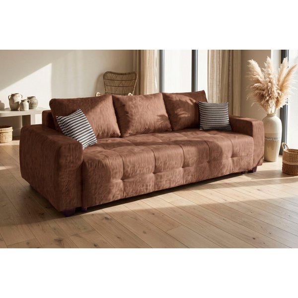 OTTO home Schlafsofa Bella B: 241 cm, Liegefl. 142x194 cm mit Bettkasten & Zierkissen, Schlafcouch mit Gästebett, 2 Zierkissen inklusive, frei stellbar