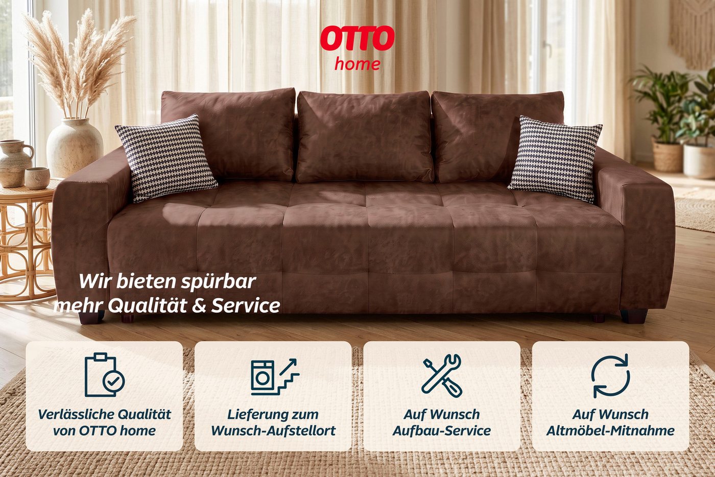 OTTO home Schlafsofa Bella B: 241 cm, Liegefl. 142x194 cm mit Bettkasten & Zierkissen, Schlafcouch mit Gästebett, 2 Zierkissen inklusive, frei stellbar – Bild 5 von 5