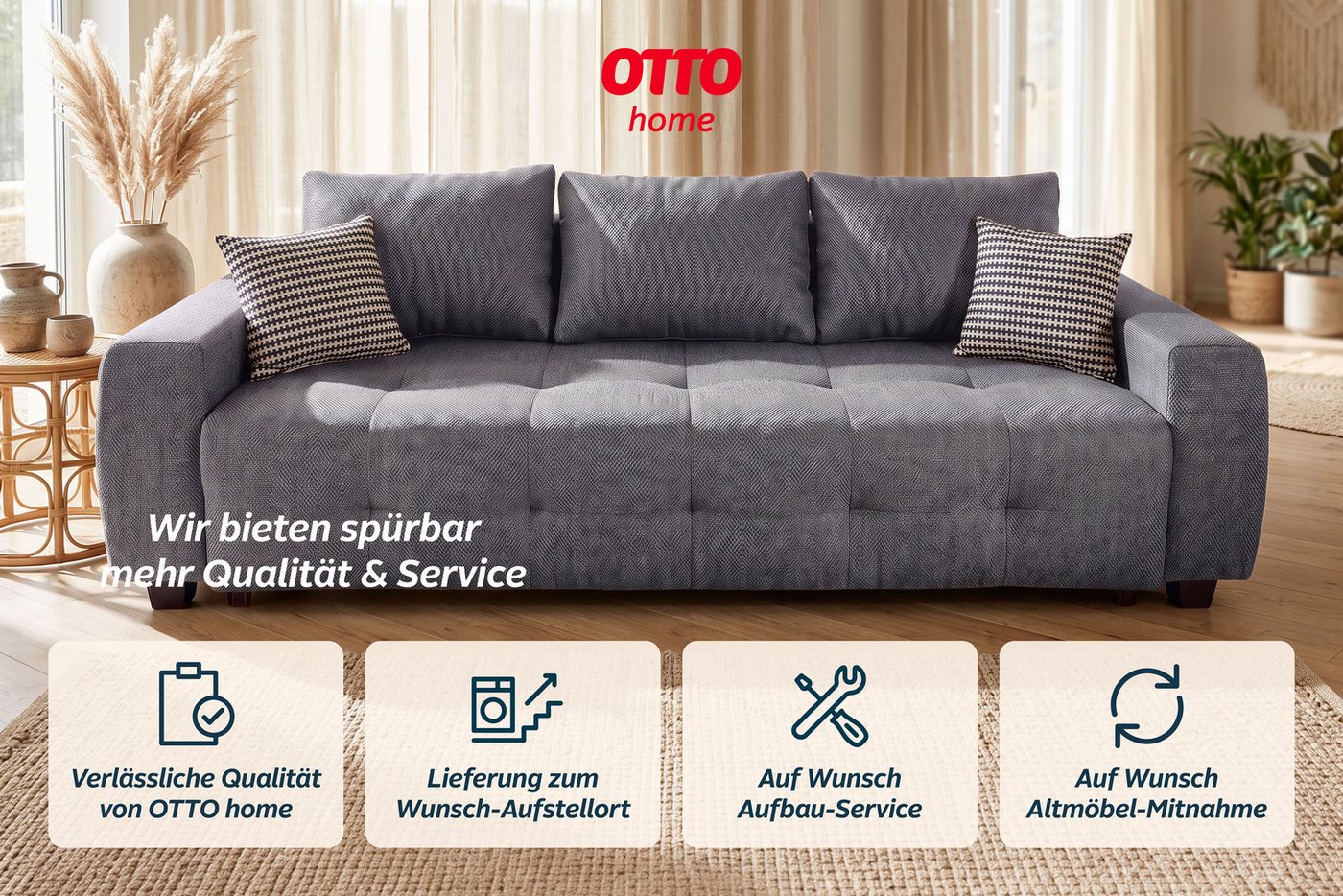 OTTO home Schlafsofa Bella mit Bettkasten, Gästebett 142x194, in 3 Qualitäten, inkl. Kissen, LUXUS - Taschenfedern mit Topper - Schlafen wie im Bett, Dauerschlä – Bild 5 von 5