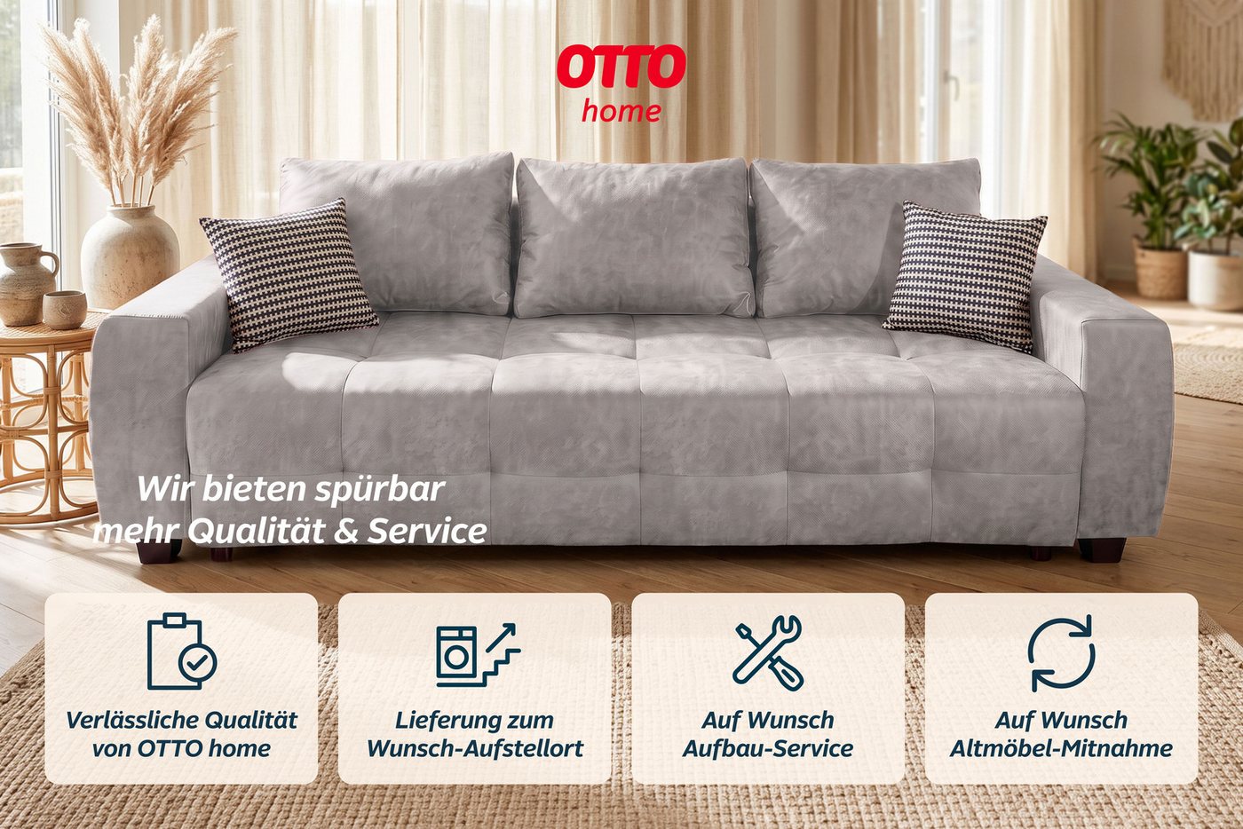 OTTO home Schlafsofa Bella mit Bettkasten, Gästebett 142x194, in 3 Qualitäten, inkl. Kissen, LUXUS - Taschenfedern mit Topper - Schlafen wie im Bett, Dauerschlä – Bild 5 von 5