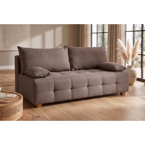 OTTO home Schlafsofa Bella, B: 196 cm, Liegefl. 145x196 cm, Schlaffunktion, Bettkasten & 2 Armlehnenkissen, Federkern
