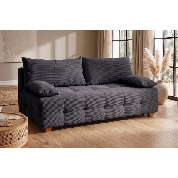OTTO home Schlafsofa Bella, B: 196 cm, Liegefl. 145x196 cm, Schlaffunktion, Bettkasten & 2 Armlehnenkissen, Federkern