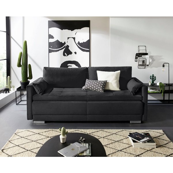 OTTO home Schlafsofa Berlin, B: 218 cm, Liegel. 160x198 cm, Boxspring, Dauerschlafsofa mit Boxspring inklusive 2 Zierkissen & Bettkasten