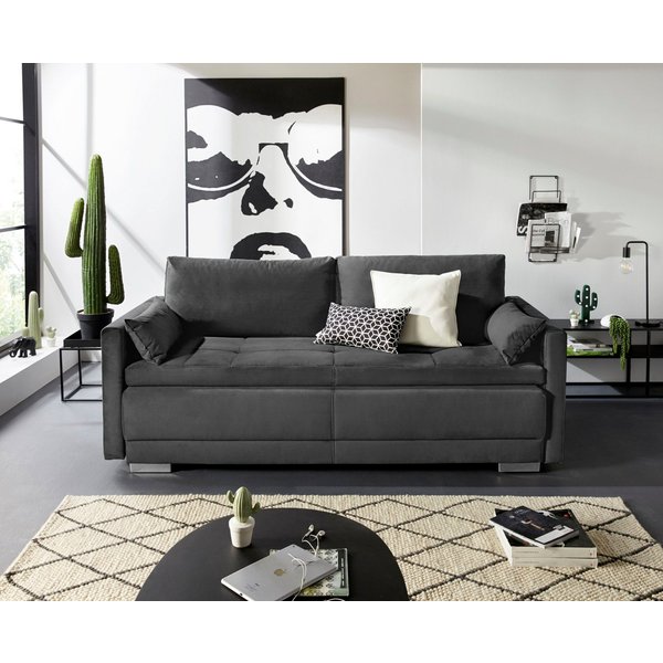 OTTO home Schlafsofa Berlin, B: 218 cm, Liegel. 160x198 cm, Boxspring, Dauerschlafsofa mit Boxspring inklusive 2 Zierkissen & Bettkasten