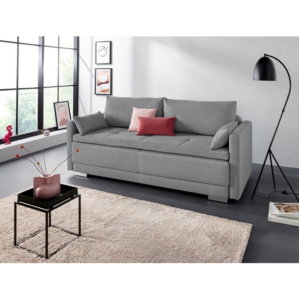 OTTO home Schlafsofa Berlin, B: 218 cm, Liegel. 160x198 cm, Boxspring, Dauerschlafsofa mit Boxspring inklusive 2 Zierkissen & Bettkasten