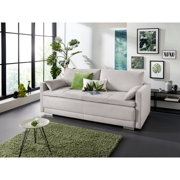 OTTO home Schlafsofa Berlin, B: 218 cm, Liegel. 160x198 cm, Boxspring, Dauerschlafsofa mit Boxspring inklusive 2 Zierkissen & Bettkasten
