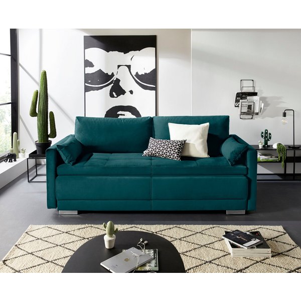 OTTO home Schlafsofa Berlin, B: 218 cm, Liegel. 160x198 cm, Boxspring, Dauerschlafsofa mit Boxspring inklusive 2 Zierkissen & Bettkasten