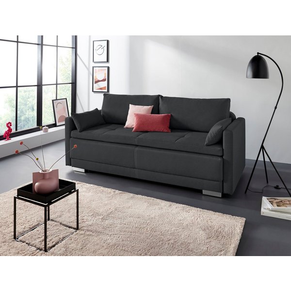 OTTO home Schlafsofa Berlin, B: 218 cm, Liegel. 160x198 cm, Boxspring, Dauerschlafsofa mit Boxspring inklusive 2 Zierkissen & Bettkasten