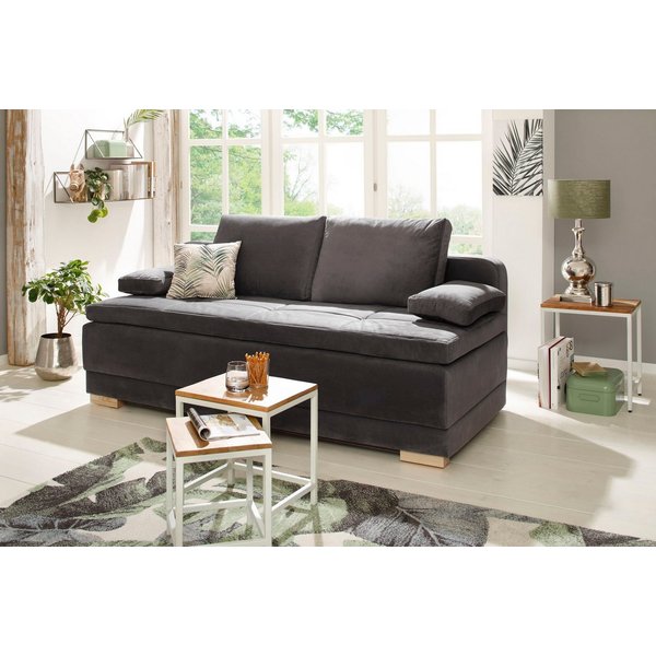 OTTO home Schlafsofa Berlin, B: 202 cm, Liegefl. 158x200 cm, Boxspring-Dauerschlafsofa, Schlaffunktion, Bettkasten & 2 Zierkissen, Gästebett