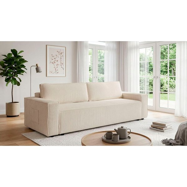 OTTO home Schlafsofa CASSI 3-Sitzer, 240 cm - OTTO. Verlässliche Qualität., Schlaffunktion (134/200), Bettkasten, Cord, Unser Tiefpreis