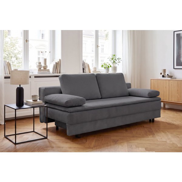 OTTO home Schlafsofa JANNIKO Cord, Breite: 193 cm, Liegefläche 124x193 cm, softer Cord, mit Bettfunktion & Bettkasten, Matten-Polsterung