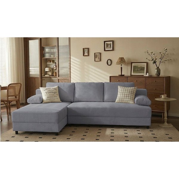 OTTO home Schlafsofa ONNIKO Ecksofa L-Form Cord, Breite: 240 cm, softer Cord-Bezug, mit Bettfunktion & Bettkasten (Liegefläche 120/240 cm)
