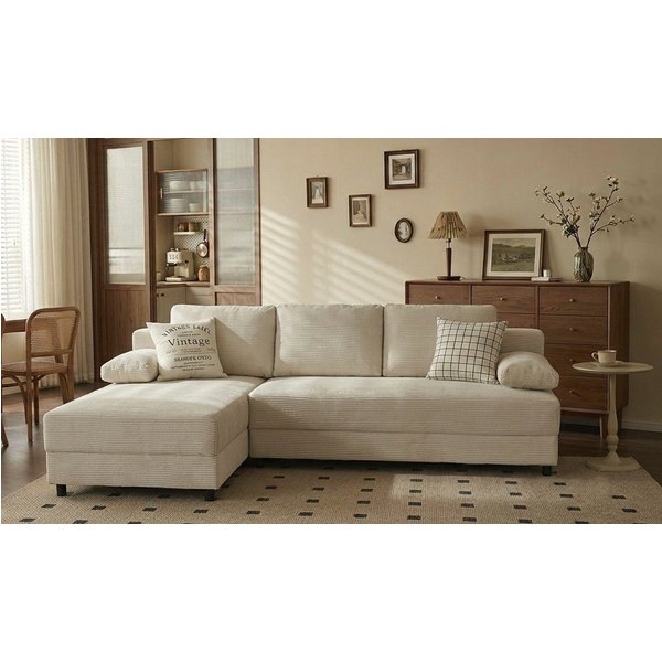 OTTO home Schlafsofa ONNIKO Ecksofa L-Form Cord, Breite: 240 cm, softer Cord-Bezug, mit Bettfunktion & Bettkasten (Liegefläche 120/240 cm)