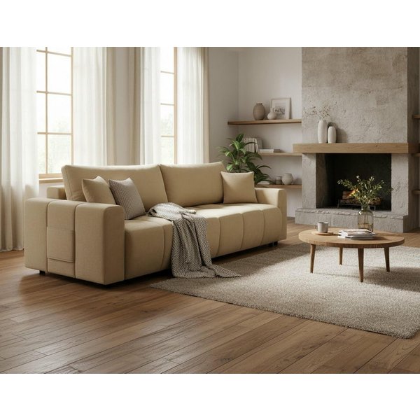OTTO home Schlafsofa YLVAA 3-Sitzer, 239 cm - OTTO. Verlässliche Qualität., Schlaffunktion(132/198), Bettkasten, Feinstruktur-Bezug