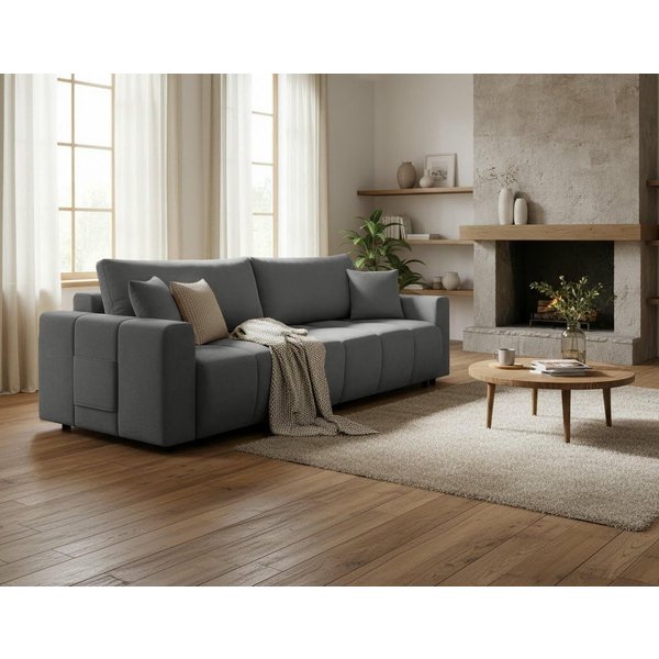 OTTO home Schlafsofa YLVAA 3-Sitzer, 239 cm - OTTO. Verlässliche Qualität., Schlaffunktion (132/198), Bettkasten, Feinstruktur-Bezug