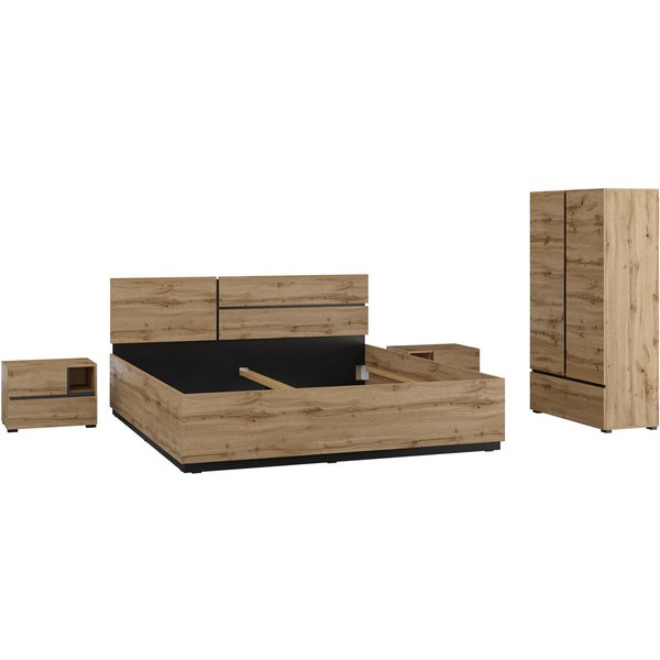 OTTO home Schlafzimmer-Set Cross, moderne, grifflose Optik, FSC-zertifiziert, (4-tlg., Bett 180x200cm, 2 Nachtkommoden, Schrank 2-oder 4-türig), Komplettschlafz