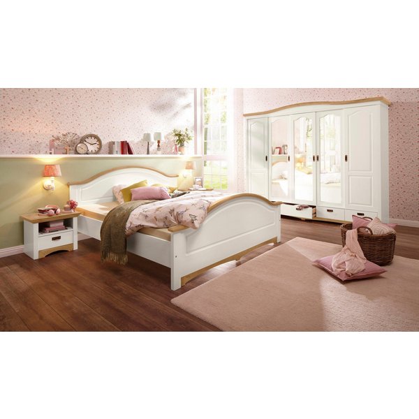 OTTO home Schlafzimmer-Set Konrad', komplettes Schlafzimmer mit großem Schrank, (Set, 4-tlg., Kleiderschrank 5 türig mit Schubladen, 2 Nachttische, Bett 180x200
