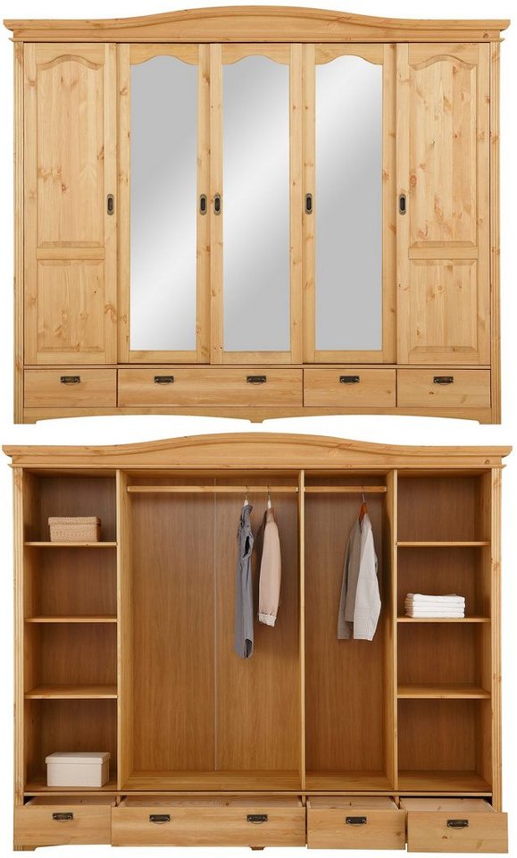 OTTO home Schlafzimmer-Set Konrad', komplettes Schlafzimmer mit großem Schrank, (Set, 4-tlg., Kleiderschrank 5 türig mit Schubladen, 2 Nachttische, Bett 180x200 – Bild 4 von 5