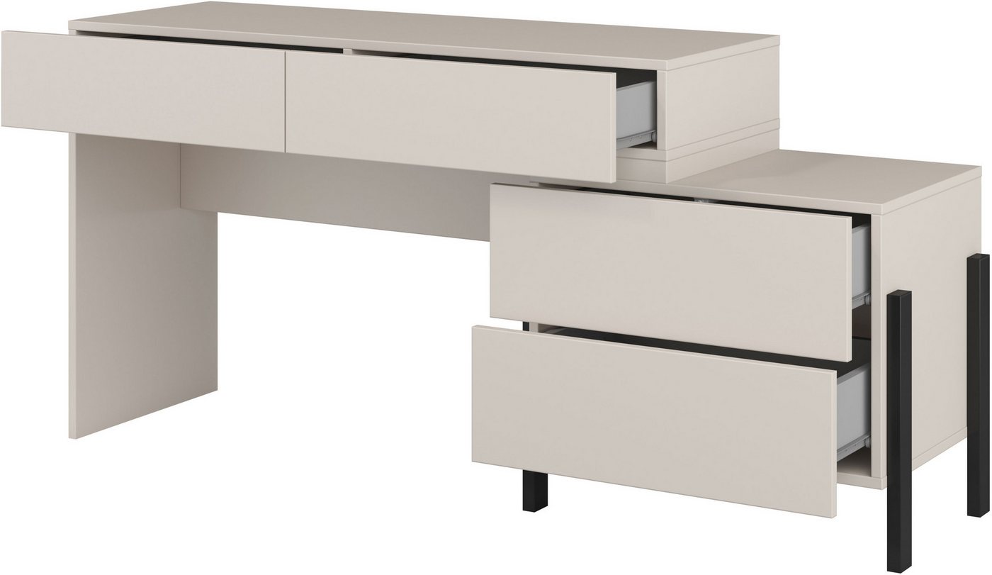 OTTO home Schminktisch Jukon, Breite 143 cm, moderner Schminktisch (ohne Spiegel), Schminktisch, grifflos mit 4 SK – Bild 4 von 5