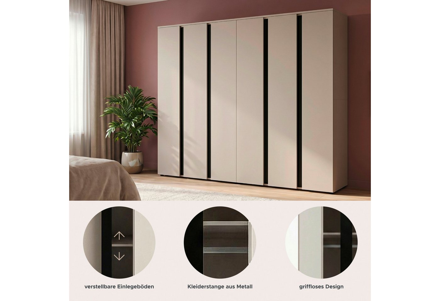OTTO home Schrank-Set AXIS, bestehend aus 2 Schränken, in 3 Breiten, individuell stellbar, (Kleiderschrank, Schlafzimmerschrank, Universalschrank, Schrank), 2 S – Bild 3 von 5