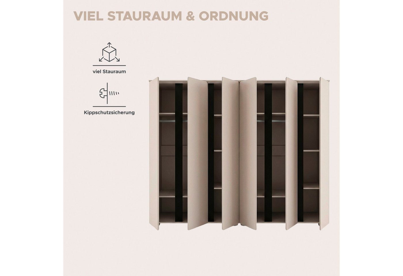 OTTO home Schrank-Set AXIS, bestehend aus 2 Schränken, in 3 Breiten, individuell stellbar, (Kleiderschrank, Schlafzimmerschrank, Universalschrank, Schrank), 2 S – Bild 4 von 5