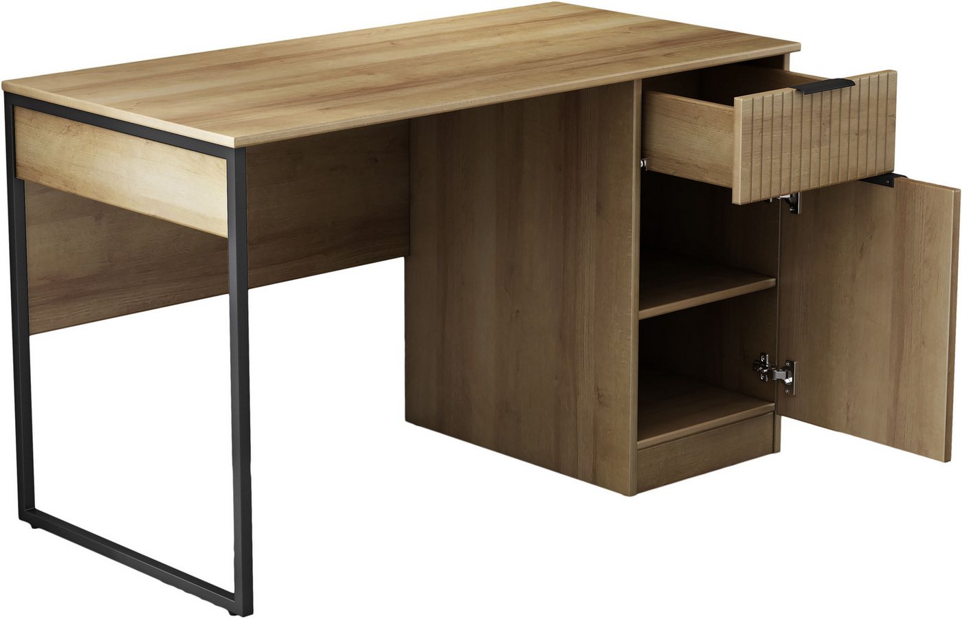 OTTO home Schreibtisch Aspea, mit Schublade, ausreichend Stauraum, moderne Rillenoptik, B. 120 cm – Bild 4 von 5