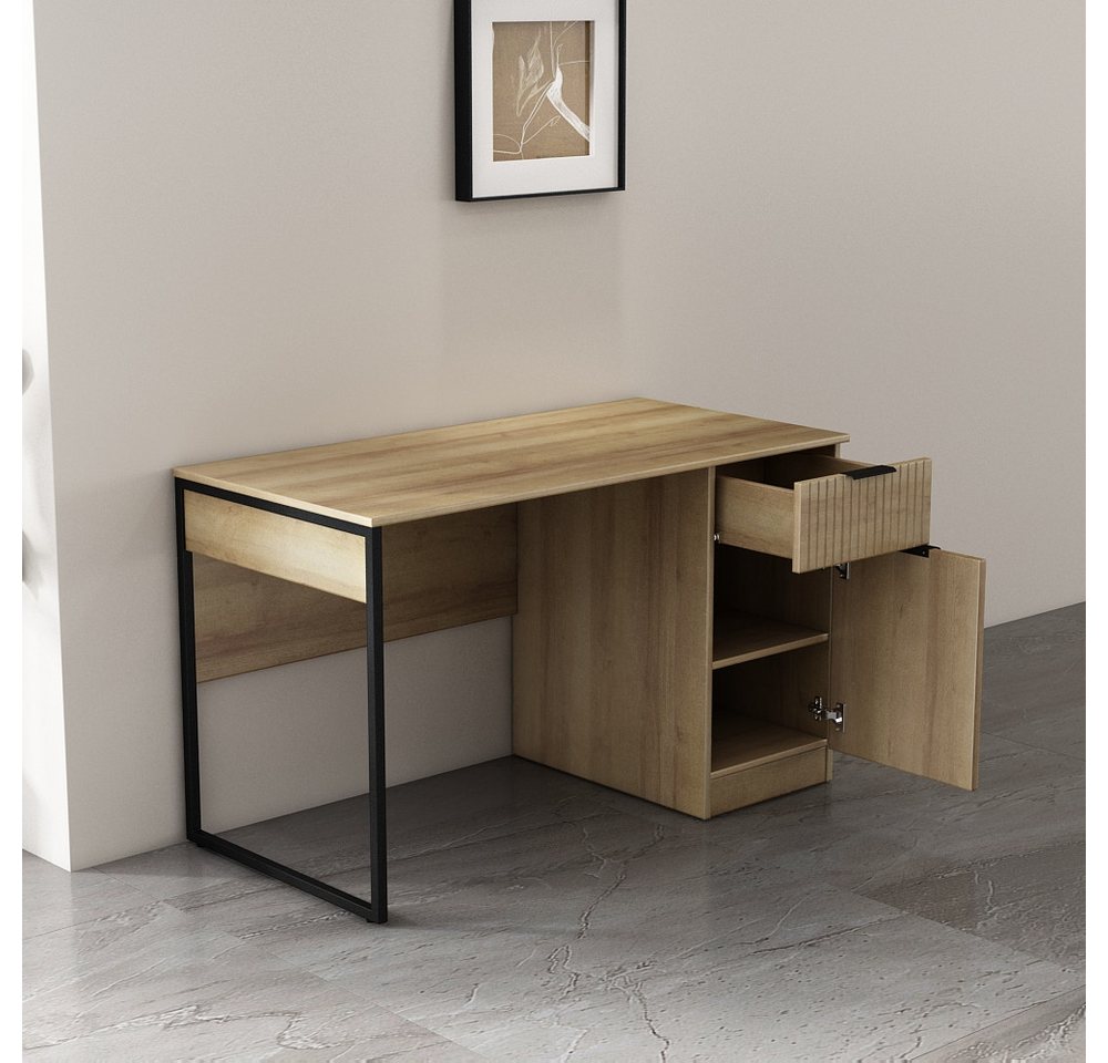 OTTO home Schreibtisch Aspea, mit Schublade, ausreichend Stauraum, moderne Rillenoptik, B. 120 cm – Bild 5 von 5