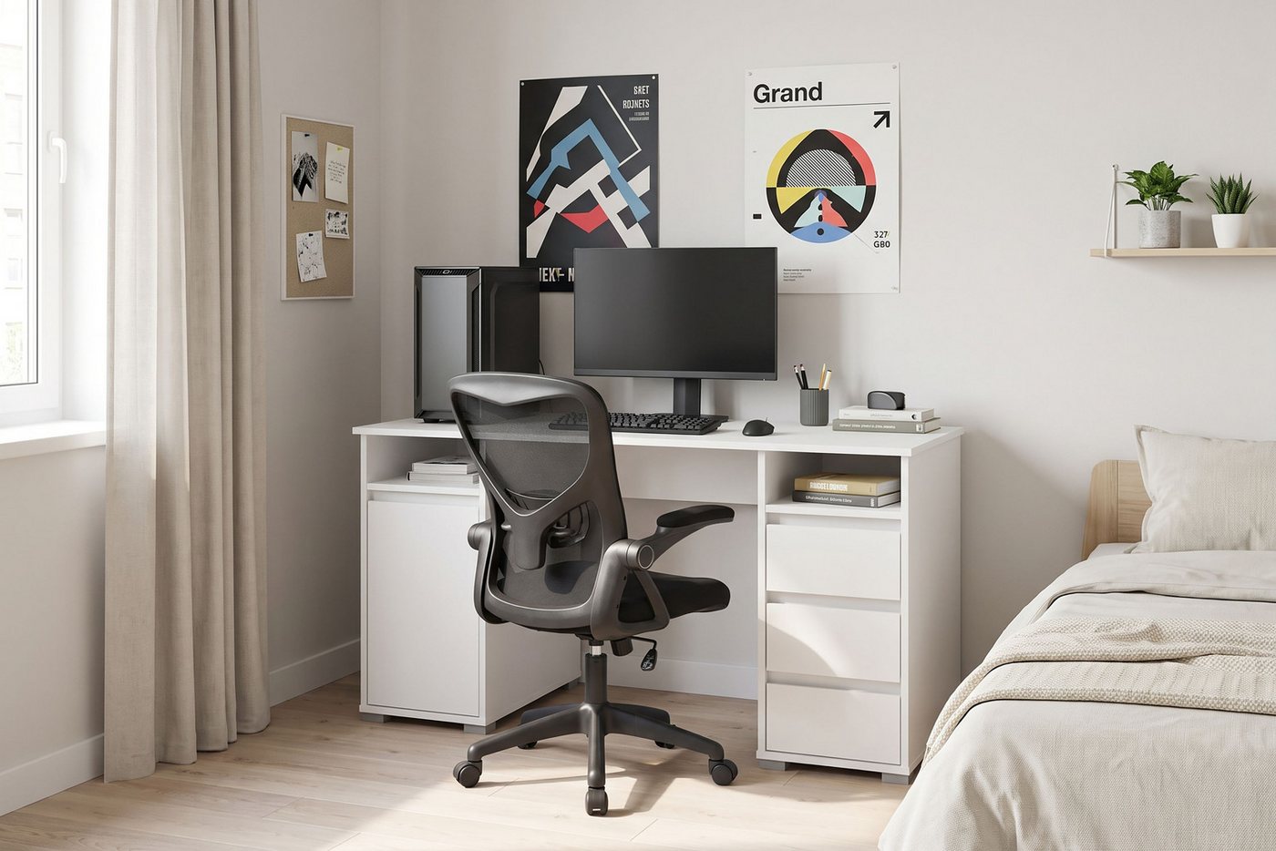 OTTO home Schreibtisch Leeds, Breite 138 cm, Computertisch mit Schubladen, im modernen Design – Bild 3 von 5
