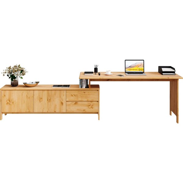 OTTO home Schreibtisch Luven, aus Massivholz, in 2 Breiten, variable Nutzung als Schreibtisch oder Eckschreibtisch