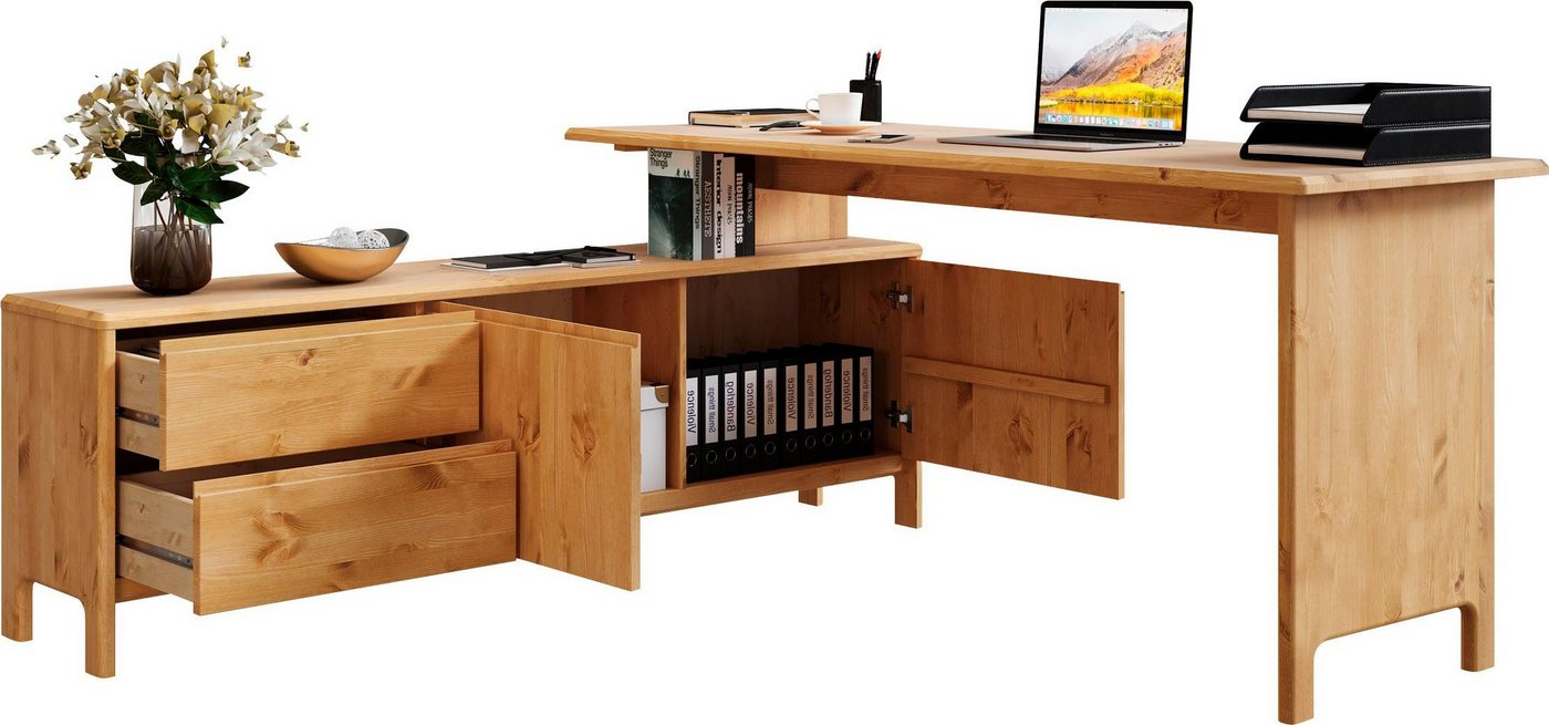 OTTO home Schreibtisch Luven, aus Massivholz, in 2 Breiten, variable Nutzung als Schreibtisch oder Eckschreibtisch – Bild 4 von 5