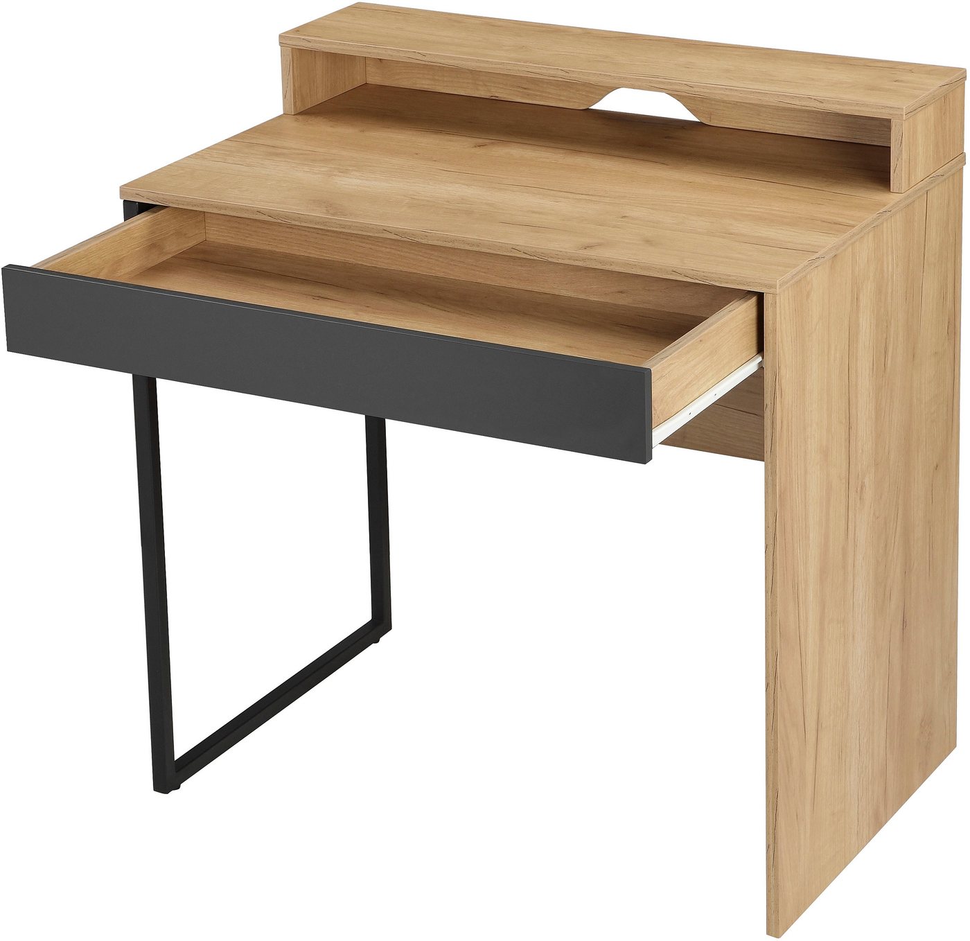 OTTO home Schreibtisch Moid, Computertisch in modernem Design, Breite 80 cm, mit Schublade, Kabeldurchlass & Metallkufe – Bild 4 von 5