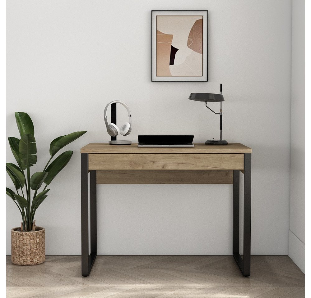 OTTO home Schreibtisch Moid, Computertisch im modernen Design, Breite 120/140/160 cm, mit Metallbeinen & Schublade – Bild 2 von 5
