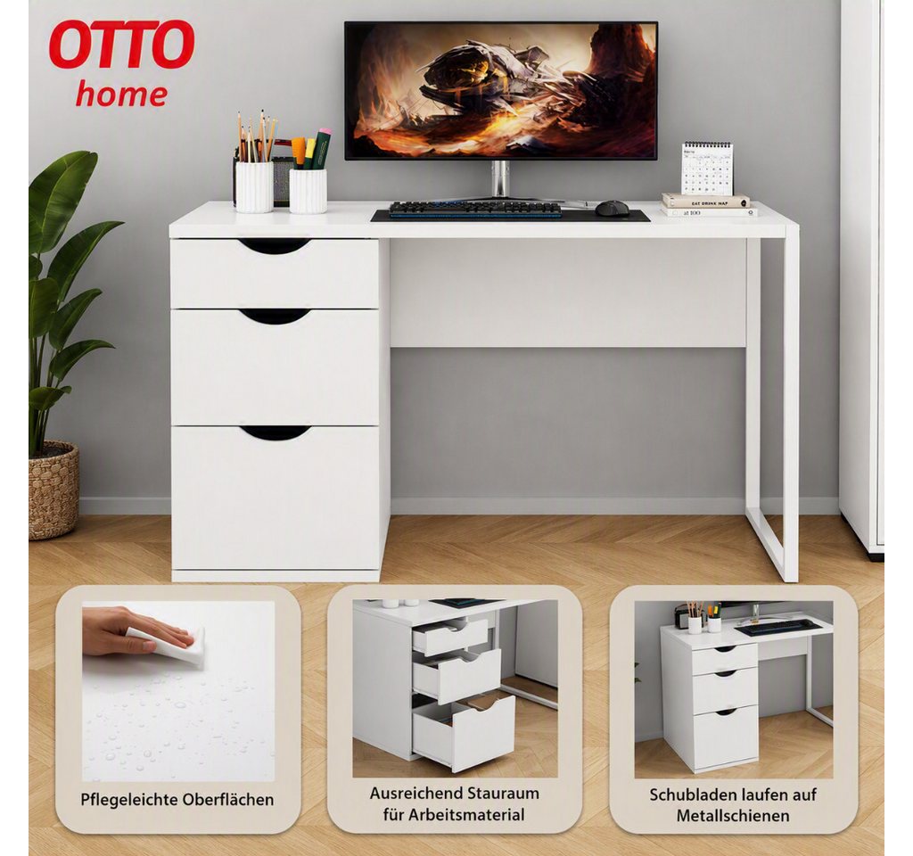 OTTO home Schreibtisch (Set, ALENNA-SRT), mit Schubladen, im modernen skandinavischen Design, Breite 120 cm – Bild 3 von 5